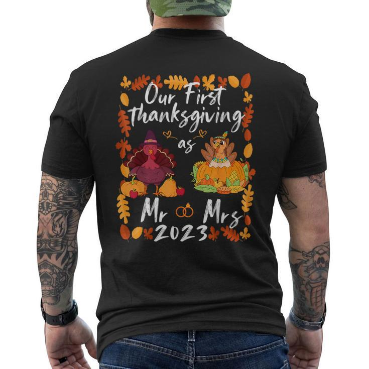 Our First Thanksgiving As Mr And Mrs Married Couples Men's T-shirt Back Print