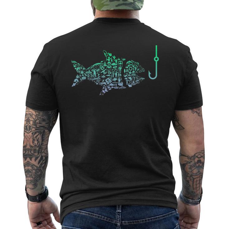 Fishing Icon  For Fisherman | Fish Hook Boys Fishing  Mens Back Print T-shirt