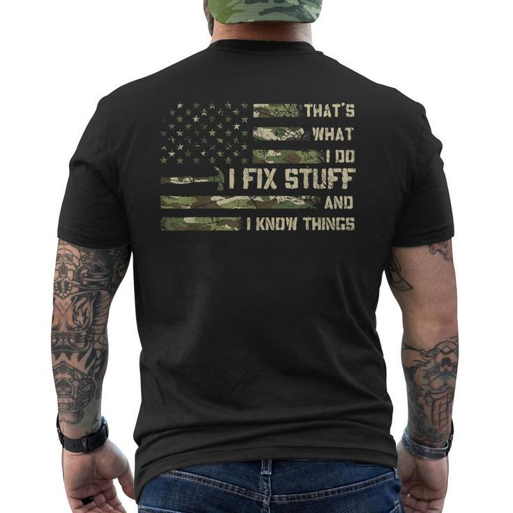 I Fix Stuff And I Know Things Handyman Handy Dad Fathers Day For Women Men's Back Print T-shirt