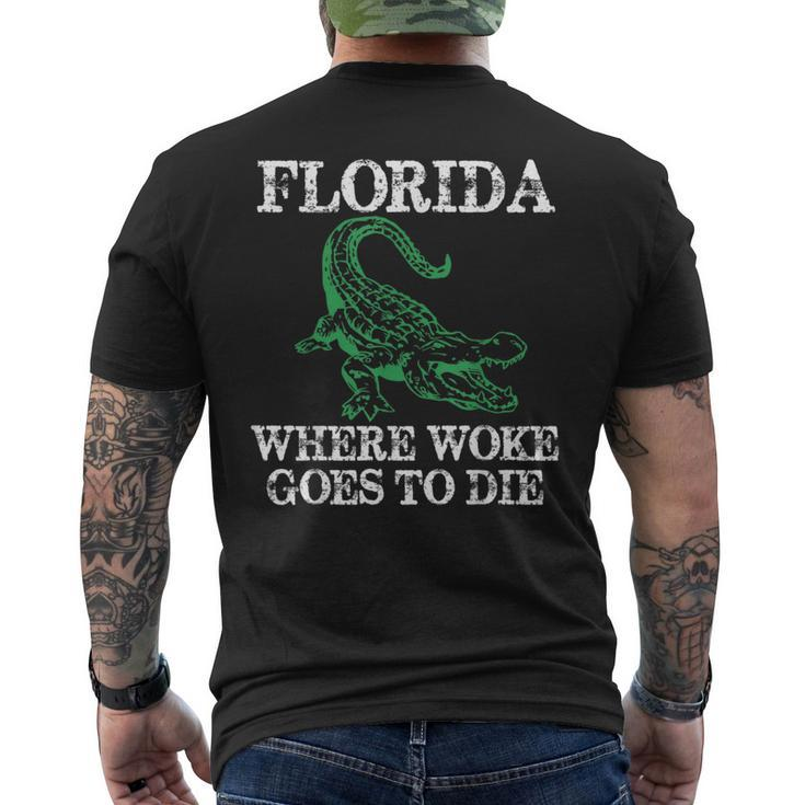 Florida Is Where Woke Goes To Die Crocodile Alligator  Mens Back Print T-shirt