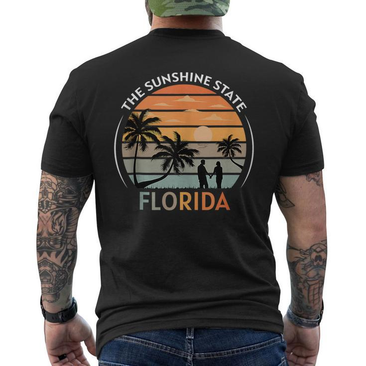 Florida Summer Beach Vintage Sunset  Mens Back Print T-shirt