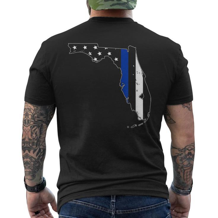 Florida Thin Blue Line Police State  Mens Back Print T-shirt