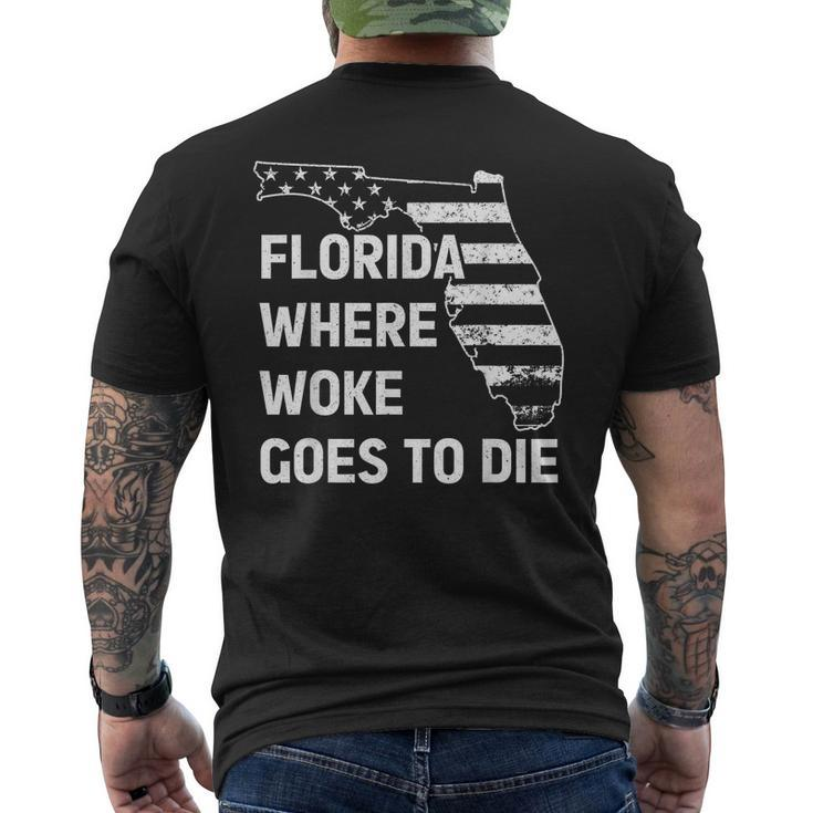 Florida Where Woke Goes To Die Funny Retro  Mens Back Print T-shirt