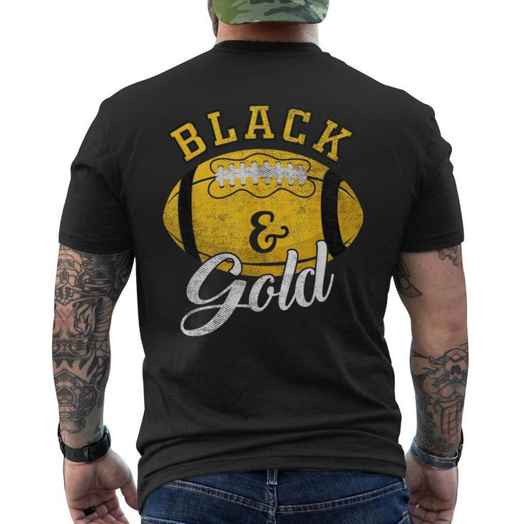 Football Game Day Black And Gold Costume For Football Lover Men's T-shirt Back Print