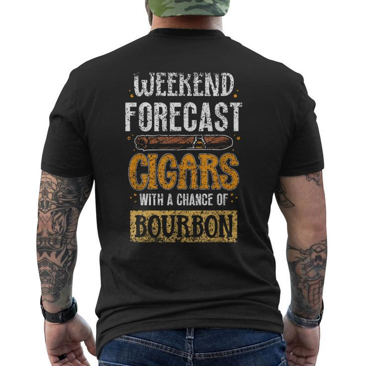 Weekend Forecast Cigars With A Chance Of Bourbon Cigar Men's T-shirt Back Print