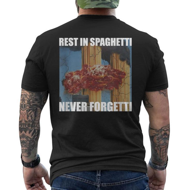 Never Forgetti Rest In Spaghetti Meme Rip Men's T-shirt Back Print
