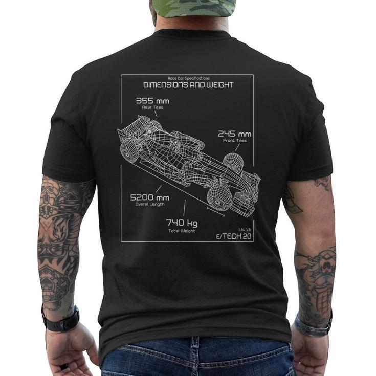 Formula Racing Car Schematic Engineer Team Fan Men's T-shirt Back Print