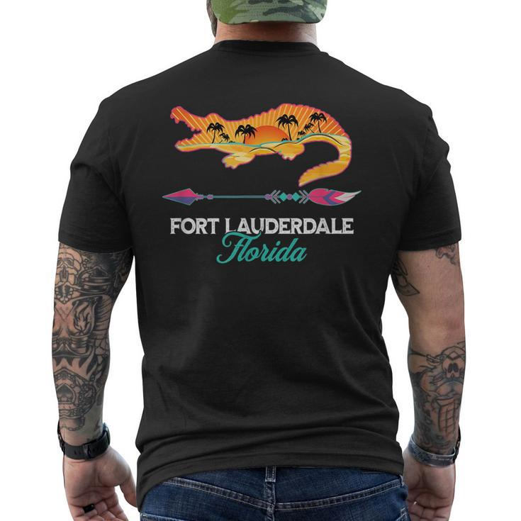 Fort Lauderdale Florida Alligator Retro Palm Trees Souvenir  Mens Back Print T-shirt