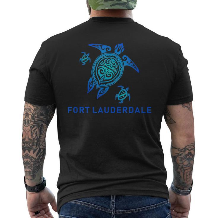 Fort Lauderdale Florida  Sea Blue Tribal Turtle Mens Back Print T-shirt