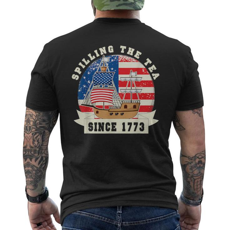 Fourth Of July Spilling The Tea 1773 Funny American History Men's Crewneck Short Sleeve Back Print T-shirt