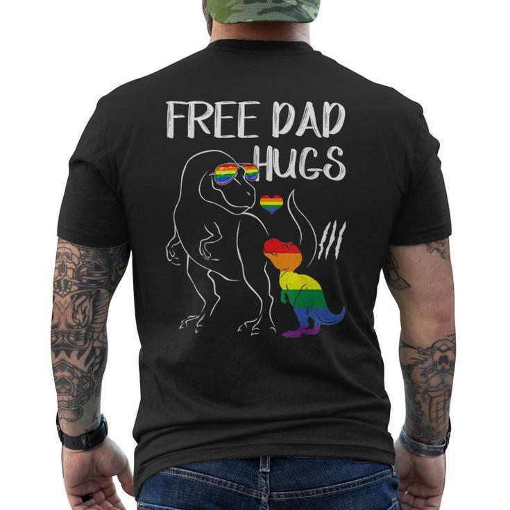 Free Dad Hugs Lgbt Pride Dad Dinosaur Rex  Proud Ally  Mens Back Print T-shirt