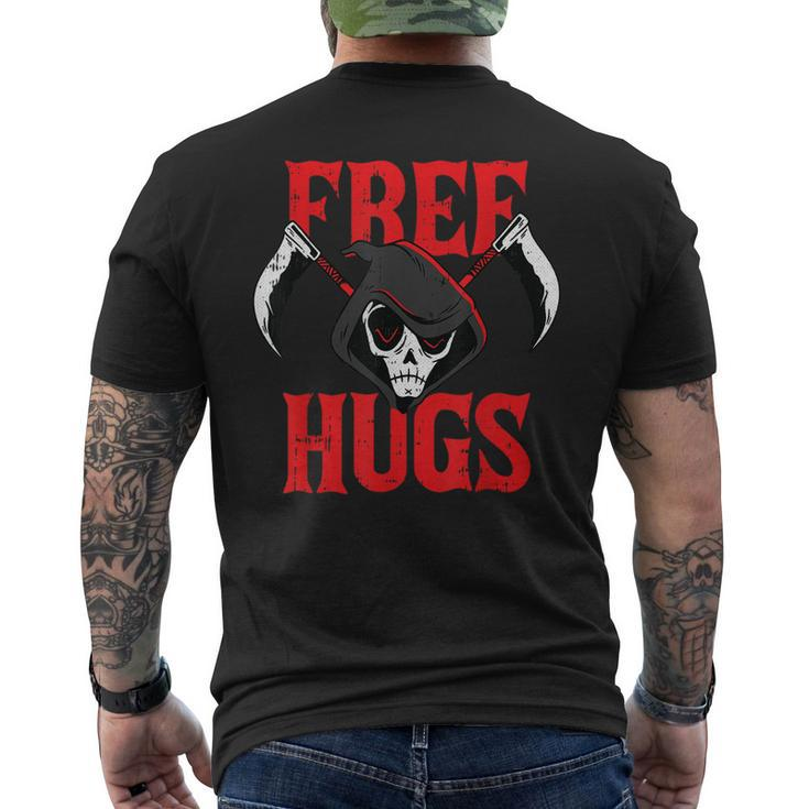 Free Hugs Grim Reaper Lazy Halloween Costume Scary Creepy Halloween Costume  Men's T-shirt Back Print