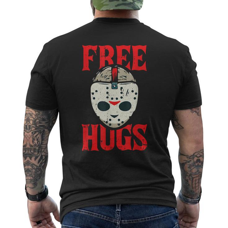 Free Hugs Lazy Halloween Costume Scary Creepy Horror Movie Halloween Costume Men's T-shirt Back Print