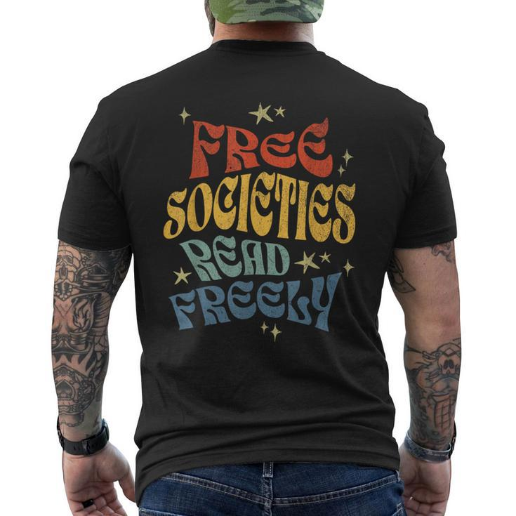 Free Societies Read Freely Reading Book I Read Banned Books Men's T-shirt Back Print