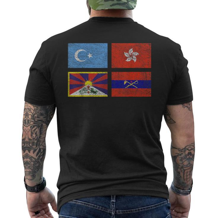 Free Tibet Uyghurs Hong Kong Inner Mongolia China Flag Men's T-shirt Back Print