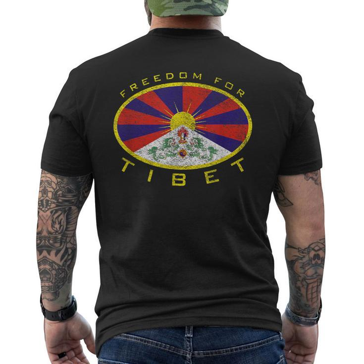 Freedom For Tibet Flag Oval Men's T-shirt Back Print