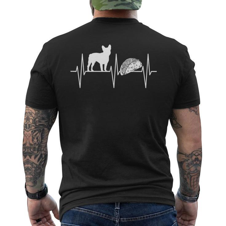 French Bulldog  Taco Lover Heartbeat Bulldog Lover  Mens Back Print T-shirt