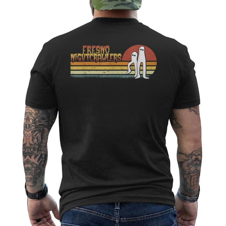 Fresno Nightcrawlers Retro Stripes Walking Cryptid Men's T-shirt Back Print