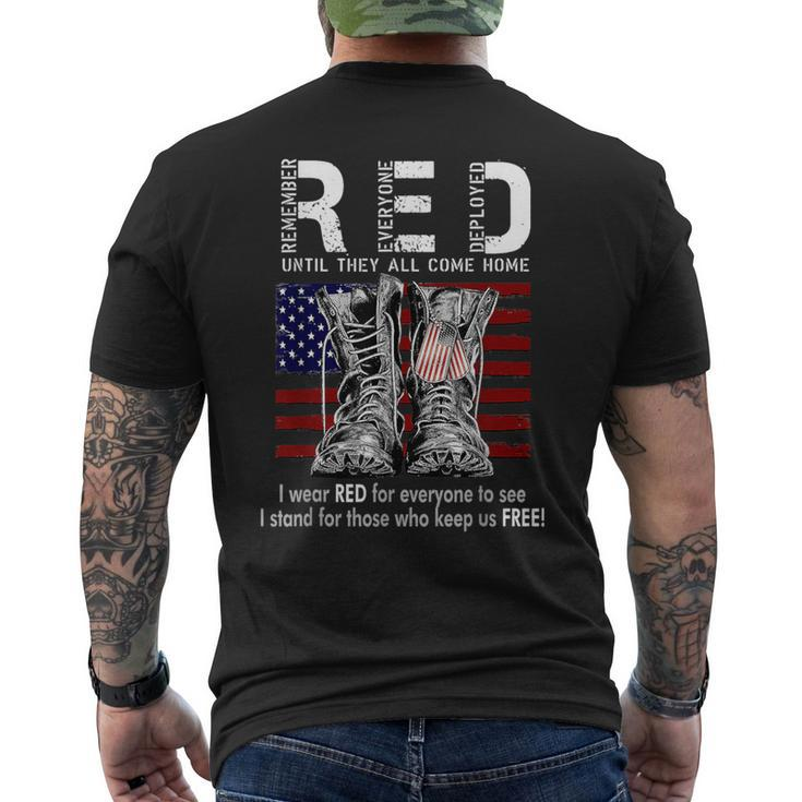 On Friday We Wear Red Remember Everyone Deployed Usa Flag Men's T-shirt Back Print