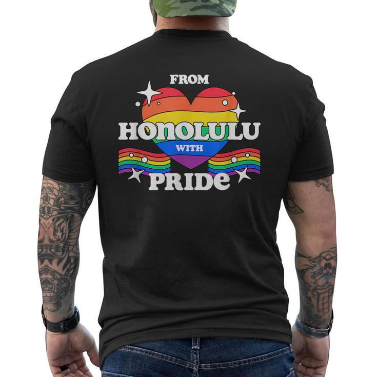 From Honolulu With Pride Lgbtq Gay Lgbt Homosexual  Mens Back Print T-shirt