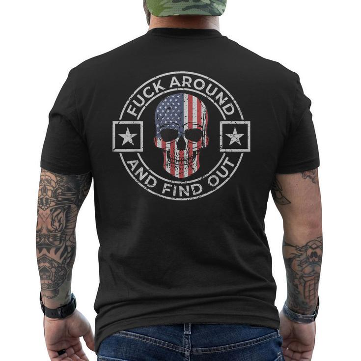 Fuck Around And Find Out Patriotic Distressed Skull Men's Back Print T-shirt