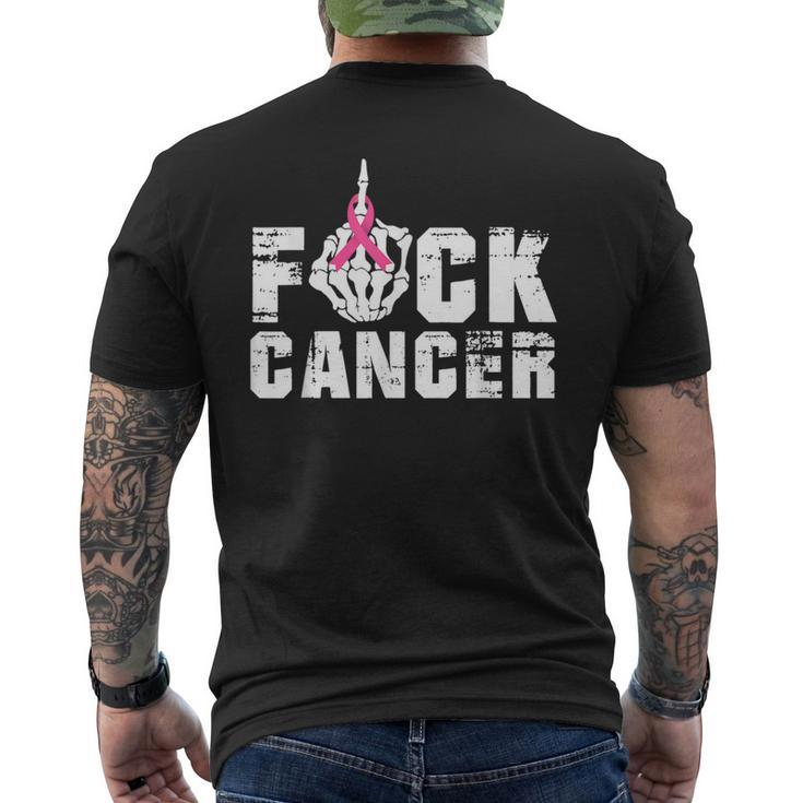 Fuck Cancer Skeleton Middle Breast Cancer Warrior Octocber Men's T-shirt Back Print