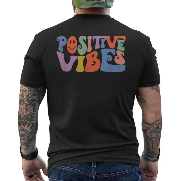 Fun Retro Hippie Inspirational Happy Positive Vibes  Mens Back Print T-shirt