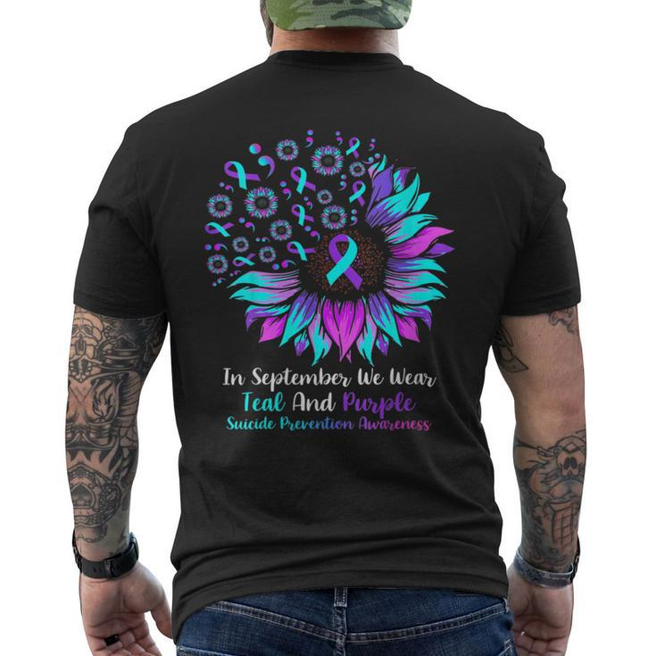 Fun In September We Wear Teal And Purple Suicide Preventions Men's T-shirt Back Print