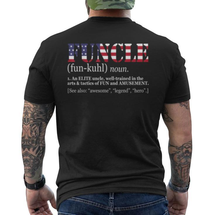 Funcle For Veteran Fun Uncle Patriotics America Flag Men's Back Print T-shirt