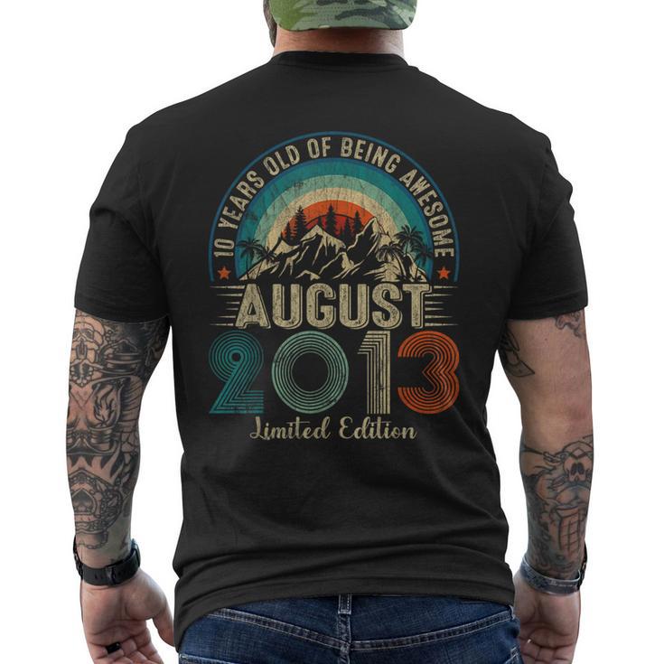 10 Year Old August 2013 Vintage 10Th Birthday Boy Men's T-shirt Back Print