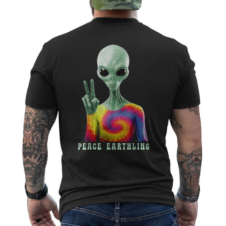 Funny Alien Peace Sign Tie Dye Peace Earthling Alien Funny Gifts Mens Back Print T-shirt