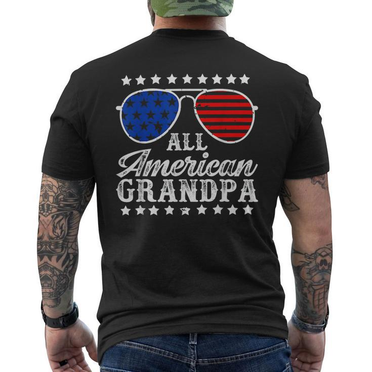 Funny All American Grandpa Sunglasses Usa 4Th Of July  Mens Back Print T-shirt