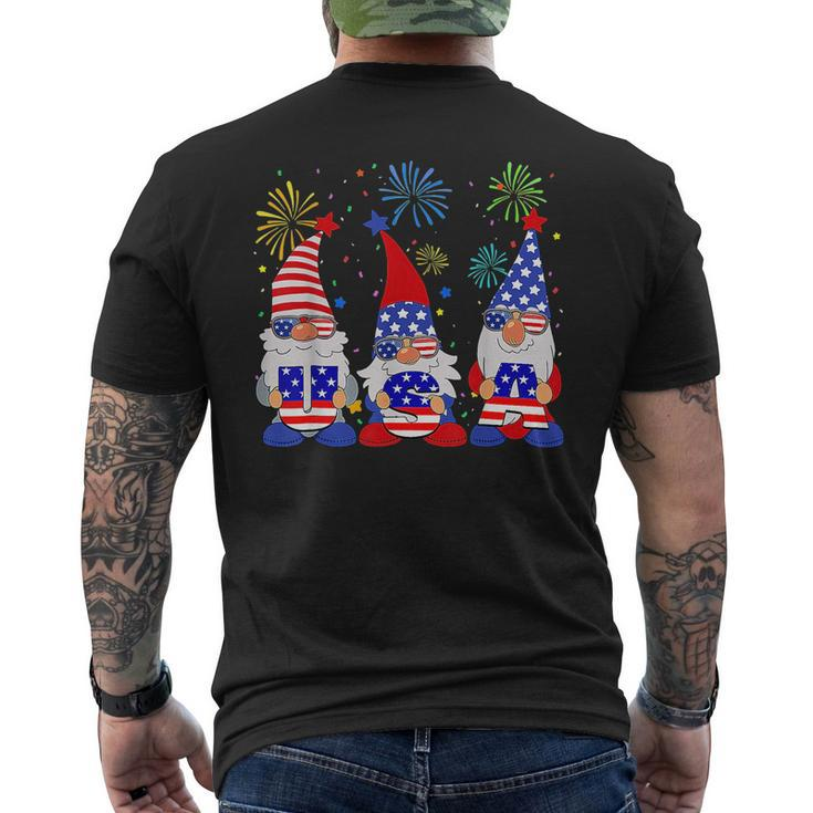 Funny American Gnomes Sunglasses Patriotic Usa 4Th Of July  Mens Back Print T-shirt