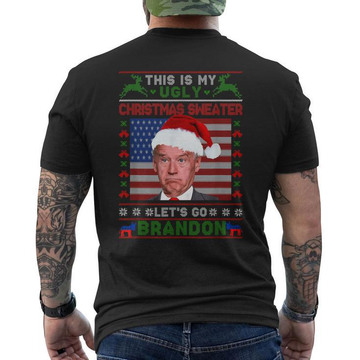 Anti Biden Ugly Christmas Sweater Let's Go Brandon Pjs Men's T-shirt Back Print