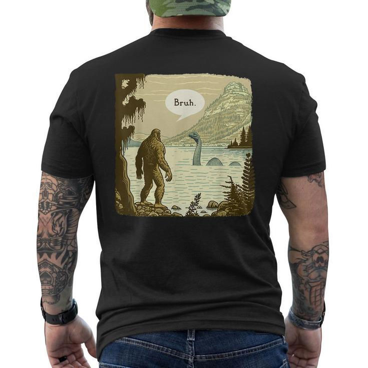 Funny Bigfoot Sasquatch Loch Ness Monster Introvert Bruh  Mens Back Print T-shirt