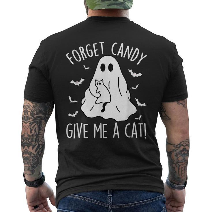 Boo Ghost Black Cat Forget Candy Give Me Cat Halloween Men's T-shirt Back Print