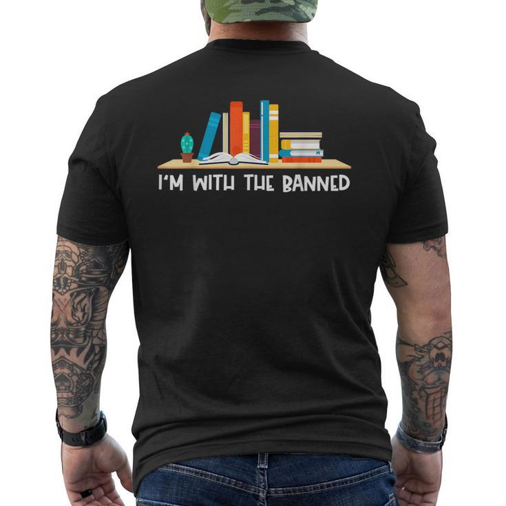 Funny Books Lovers Im With The Books Bookshelf Hilarious  Mens Back Print T-shirt