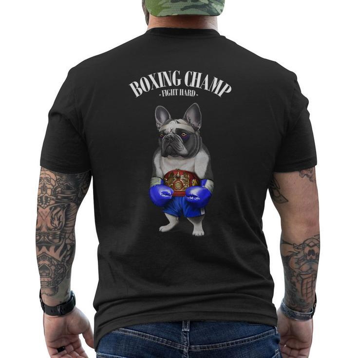 Funny Boxing Champion French Bull Dog Fighter Mens Back Print T-shirt