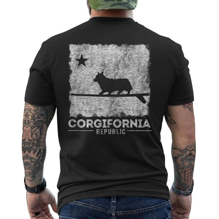 Funny California Corgifornia Cute Corgi Surfboard  Mens Back Print T-shirt