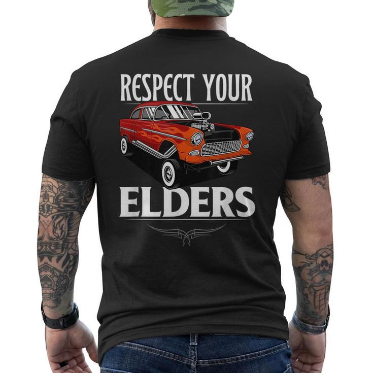 Funny Car Guy Classic Muscle Car Respect Your Elders Mens Back Print T-shirt