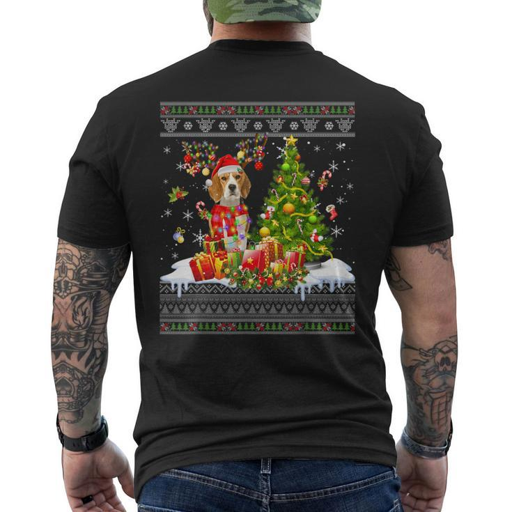 Christmas Lights Beagle Dog Xmas Ugly Sweater Men's T-shirt Back Print