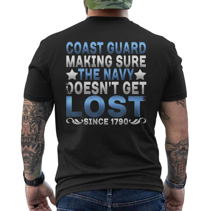 Funny Coast Guard Making Sure Navy Doesnt Get Lost T Mens Back Print T-shirt