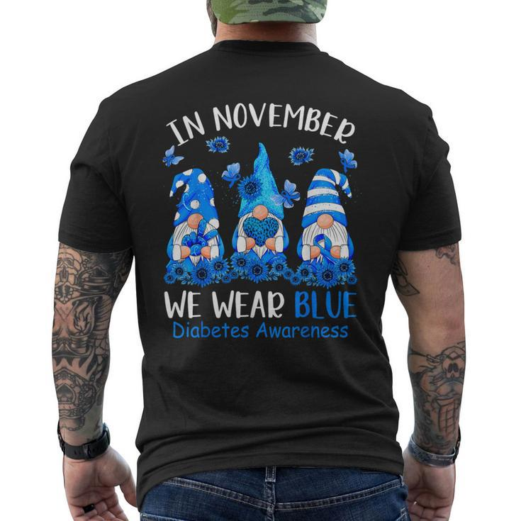 Cute Gnomes Wear Blue For Type1 Diabetes Awareness Men's T-shirt Back Print