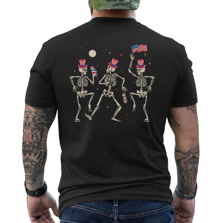 Funny Dancing Skeletons American Flag 4Th Of July Dancing Funny Gifts Mens Back Print T-shirt