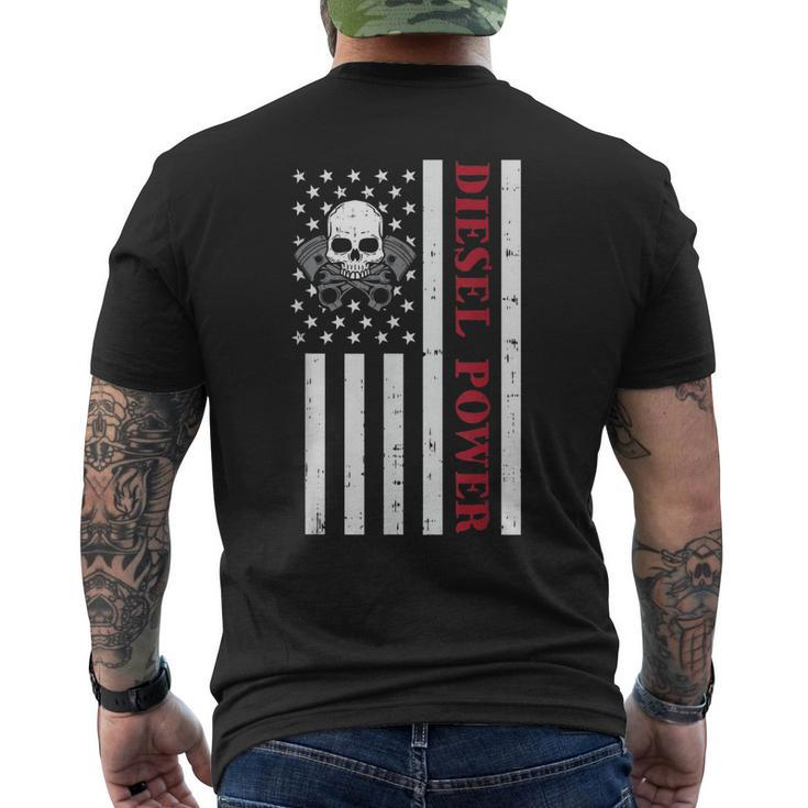 Funny Diesel Mechanic Motorcycle American Diesel Power Flag Men's Crewneck Short Sleeve Back Print T-shirt