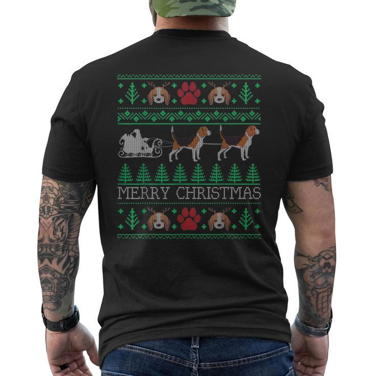 Dog Beagle Ugly Christmas Sweaters Men's T-shirt Back Print
