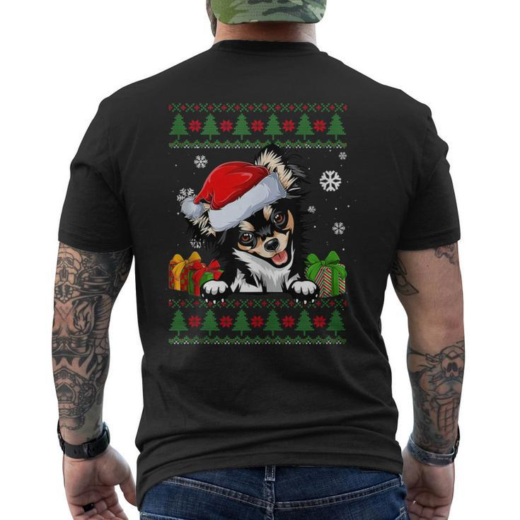 Dog Lovers Chihuahua Santa Hat Ugly Christmas Sweater Men's T-shirt Back Print