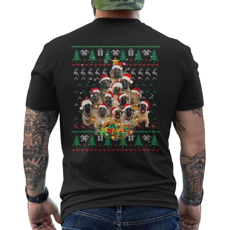 English Mastiff Christmas Tree Ugly Sweater Xmas Men's T-shirt Back Print