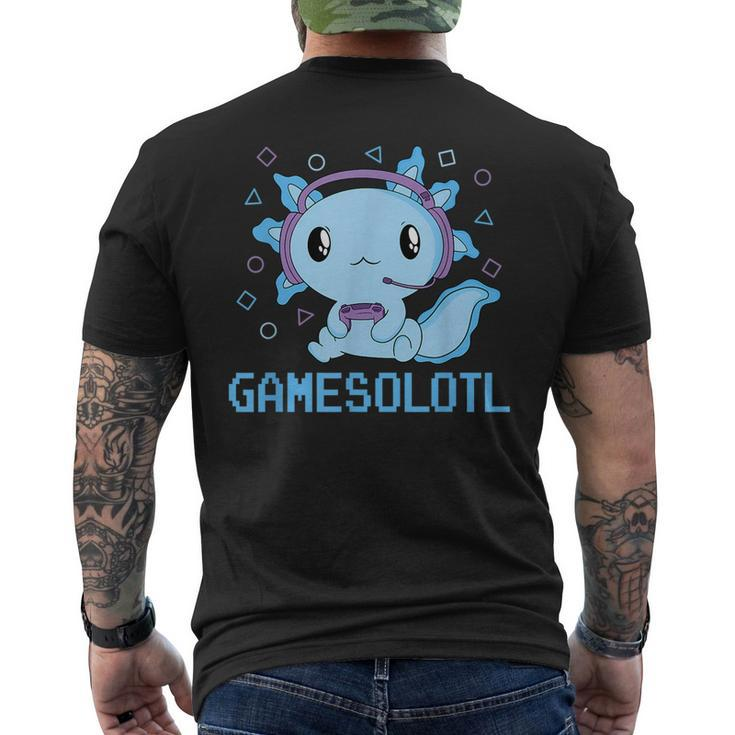 Funny Gamesolotl Anime Kawaii Gaming Axolotl Video Gamer  Mens Back Print T-shirt