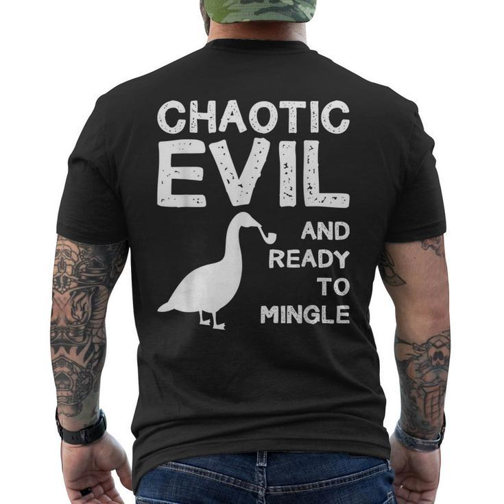 Funny Goose Design Chaotic Evil And Ready To Mingle  Mens Back Print T-shirt